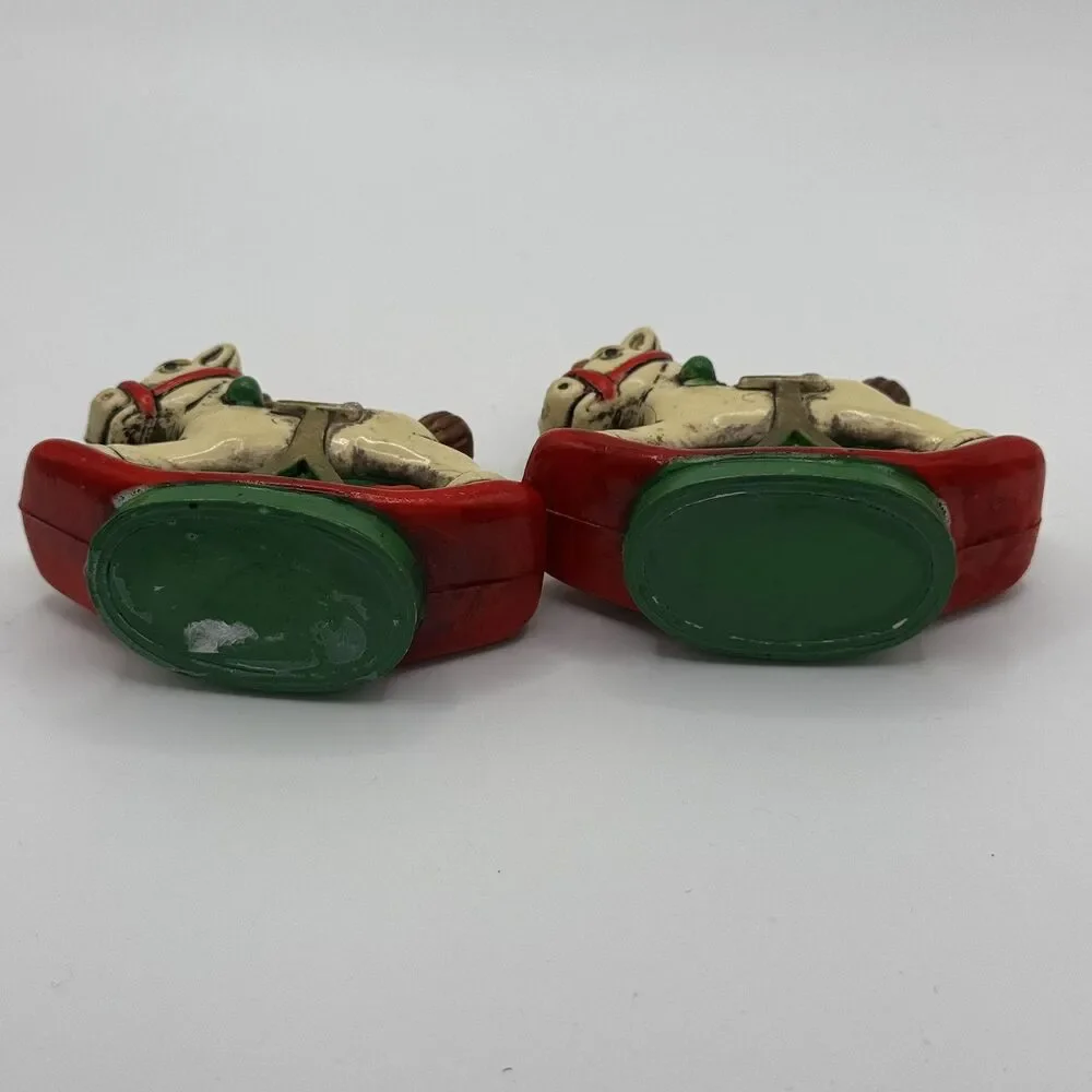 Holiday Memories Rocking Horse Mini Candle Holders Set of 2 Vintage Christmas